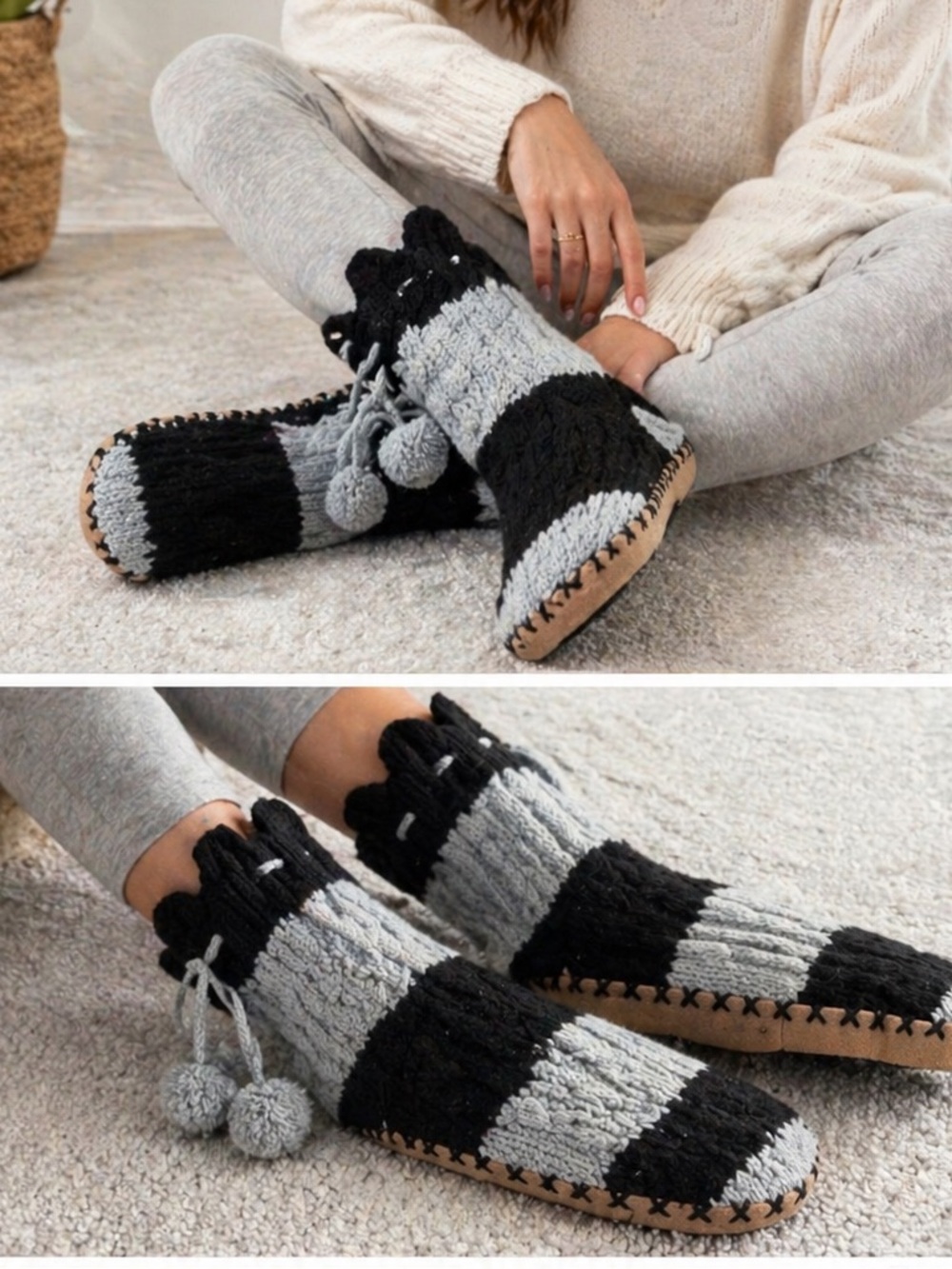 PINK Victoria’s Secret Cable Knit Slipper Booties Moccasin Socks S 5-6 NWOT